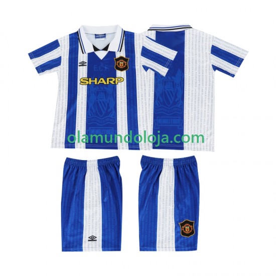 Camisola Manchester United 1996 Retro Criança Equipamento Terceiro 1994 Manga Curta